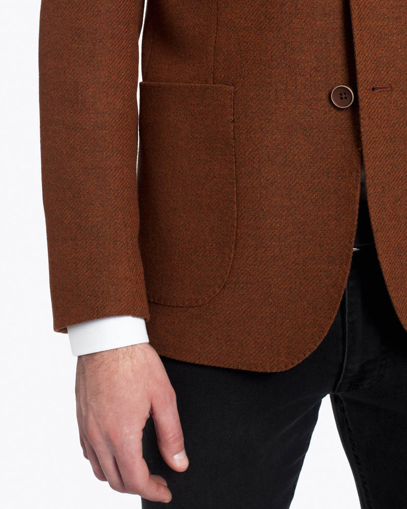 Costum barbati clasic, slim fit, sacou maro si pantaloni negri, din lana, Dark Brown Suit