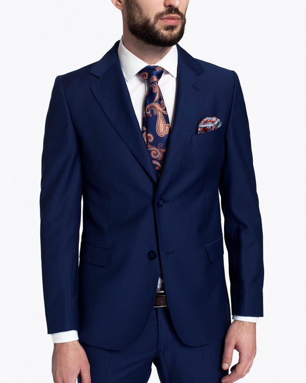 Costum barbatesc clasic, slim fit, bleumarin, din lana, Royal Blue Suit